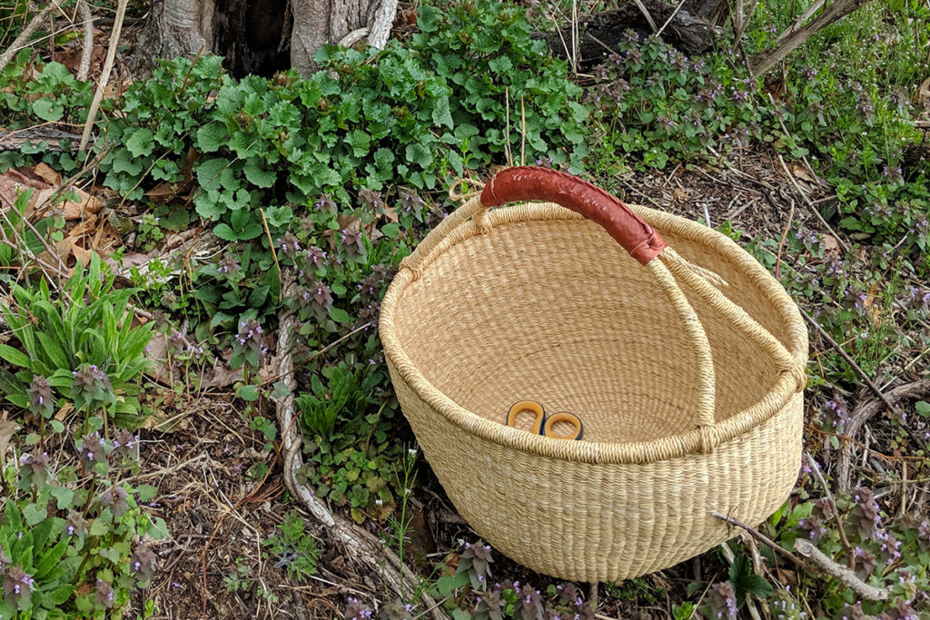 一个波尔加市场风格的海草篮子，用来收集觅食的食物。